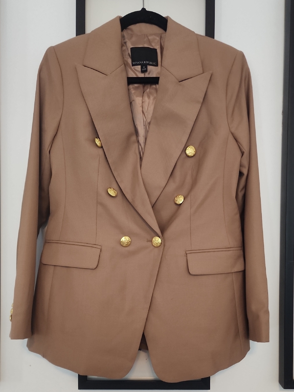 Banana Republic Double-Breasted Tan Captains Blazer